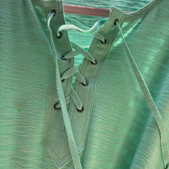 Chaps Women's Pullover Plus Size 2X Top with Laces Light Green (Parakeet) NWT - Picture 6 of 16